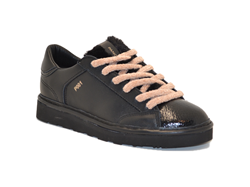 SCARPA ALLACCIATA P001 DONNA IN PELLE LAMINATA BLACK PINK